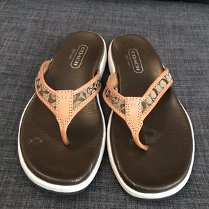 Authentic COACH signature leather flip flop